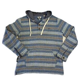 VISSLA hoodie adult Henley pullover striped Surf cotton beach sweatshirt MEDIUM